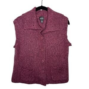 EILEEN FISHER / pink merino wool blend sleeveless button up sweater vest / M